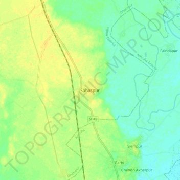 Sahaspur topographic map, elevation, terrain