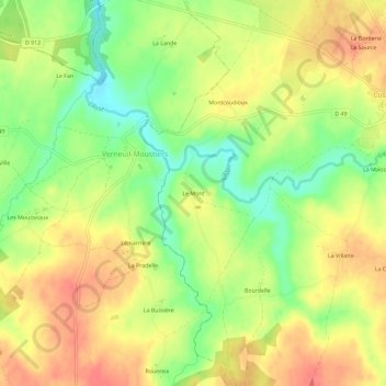 Le Mont topographic map, elevation, terrain