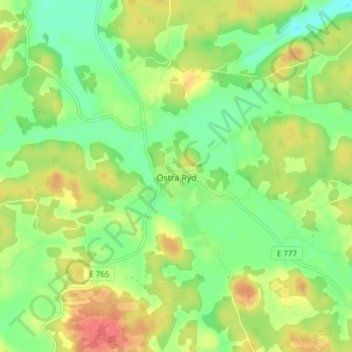 Östra Ryd topographic map, elevation, terrain