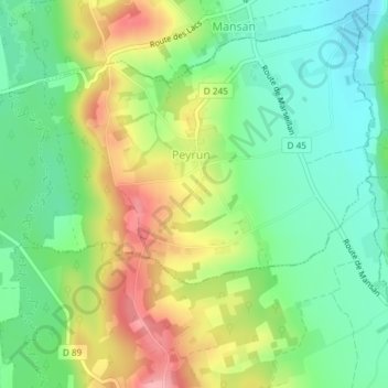 Mazeroles topographic map, elevation, terrain