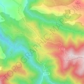 El Acebo topographic map, elevation, terrain