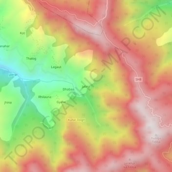 Jabna topographic map, elevation, terrain