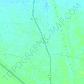 Ghamra Sud topographic map, elevation, terrain