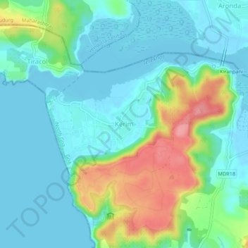 Querim (Kerim) topographic map, elevation, terrain