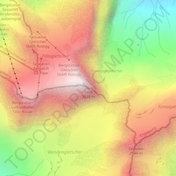 Titlis topographic map, elevation, terrain