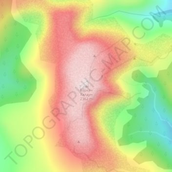 Burkhan Khaldun topographic map, elevation, terrain