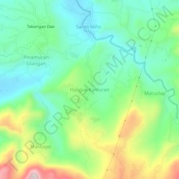 Haligue Kanluran topographic map, elevation, terrain