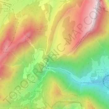 Chauplane topographic map, elevation, terrain