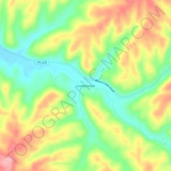 Leatherwood topographic map, elevation, terrain