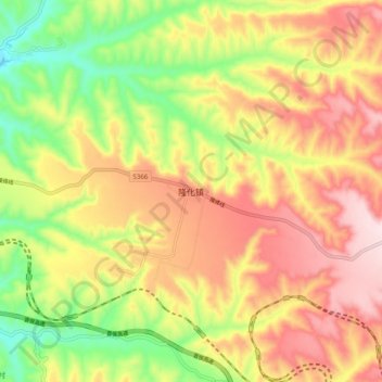 隆化镇 topographic map, elevation, terrain