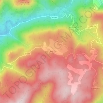 Bisè topographic map, elevation, terrain