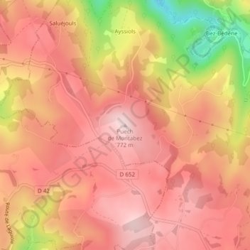 Puech de Montabez topographic map, elevation, terrain