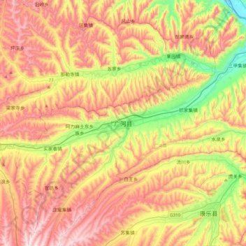 广河县 topographic map, elevation, terrain