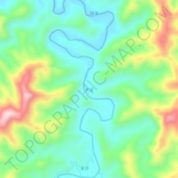Muxi topographic map, elevation, terrain