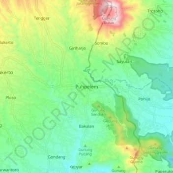 Puhpelem topographic map, elevation, terrain