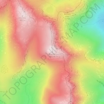 Bowfell topographic map, elevation, terrain