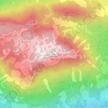 Kampl topographic map, elevation, terrain
