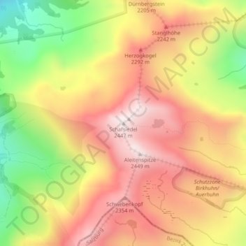 Schafsiedel topographic map, elevation, terrain