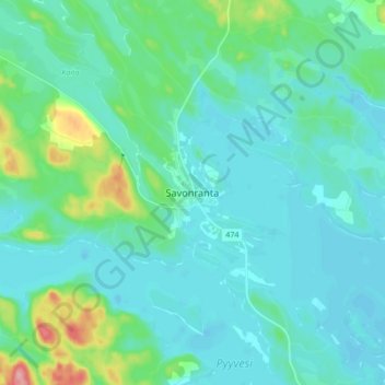 Savonranta topographic map, elevation, terrain