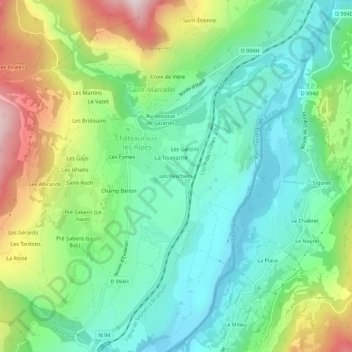 Les Peschiers topographic map, elevation, terrain