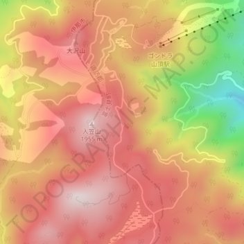 Mount Yatsugatake viewpoint topographic map, elevation, terrain