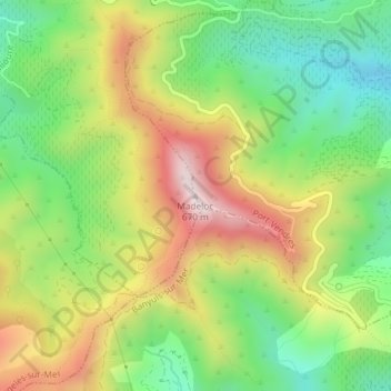 Madeloc topographic map, elevation, terrain