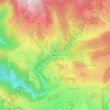 Sägendobel topographic map, elevation, terrain