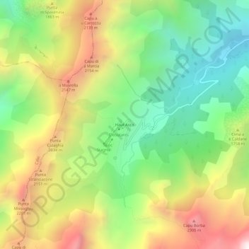Haut-Asco topographic map, elevation, terrain
