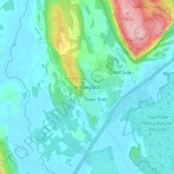 Witherslack topographic map, elevation, terrain