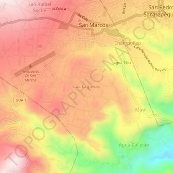 Las Lagunas topographic map, elevation, terrain