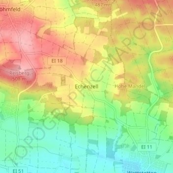 Echenzell topographic map, elevation, terrain