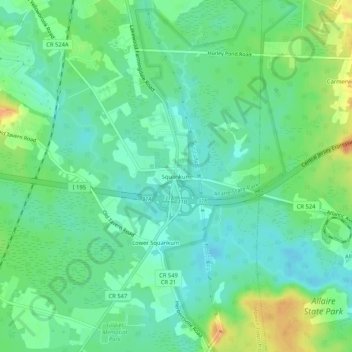 Squankum topographic map, elevation, terrain