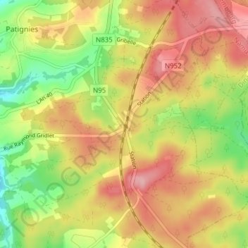 Gedinne-Station topographic map, elevation, terrain