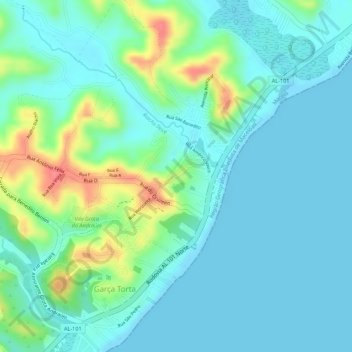 Alto da favela topographic map, elevation, terrain