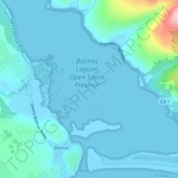 Bolinas Lagoon topographic map, elevation, terrain