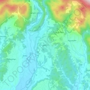Jvari topographic map, elevation, terrain