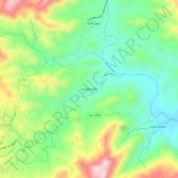 La Alameda topographic map, elevation, terrain