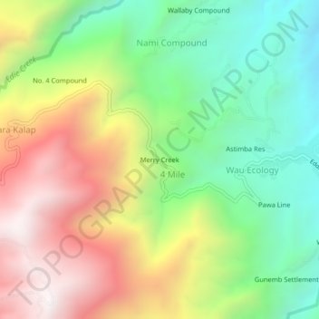 Merry Creek topographic map, elevation, terrain