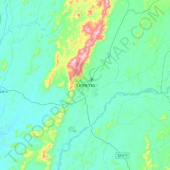 Kenema topographic map, elevation, terrain
