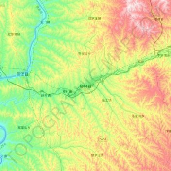 柳林县 topographic map, elevation, terrain
