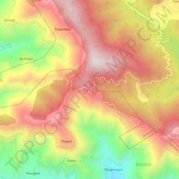 Rinchi topographic map, elevation, terrain