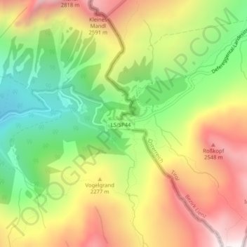 Staller Sattel topographic map, elevation, terrain
