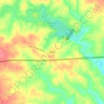 Branon topographic map, elevation, terrain