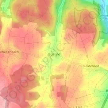 Büßfeld topographic map, elevation, terrain