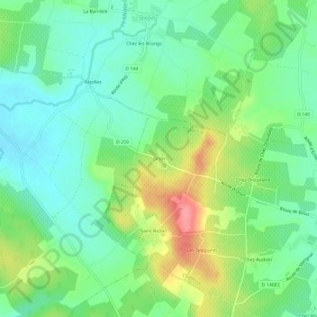 Orsin topographic map, elevation, terrain