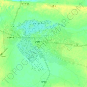 Dori topographic map, elevation, terrain