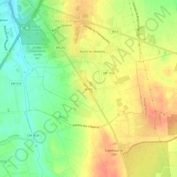 Jardia topographic map, elevation, terrain