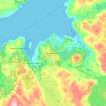 Severomorsk topographic map, elevation, terrain