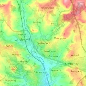 Eastwood topographic map, elevation, terrain