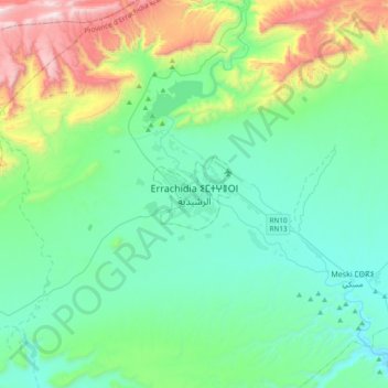 Errachidia topographic map, elevation, terrain